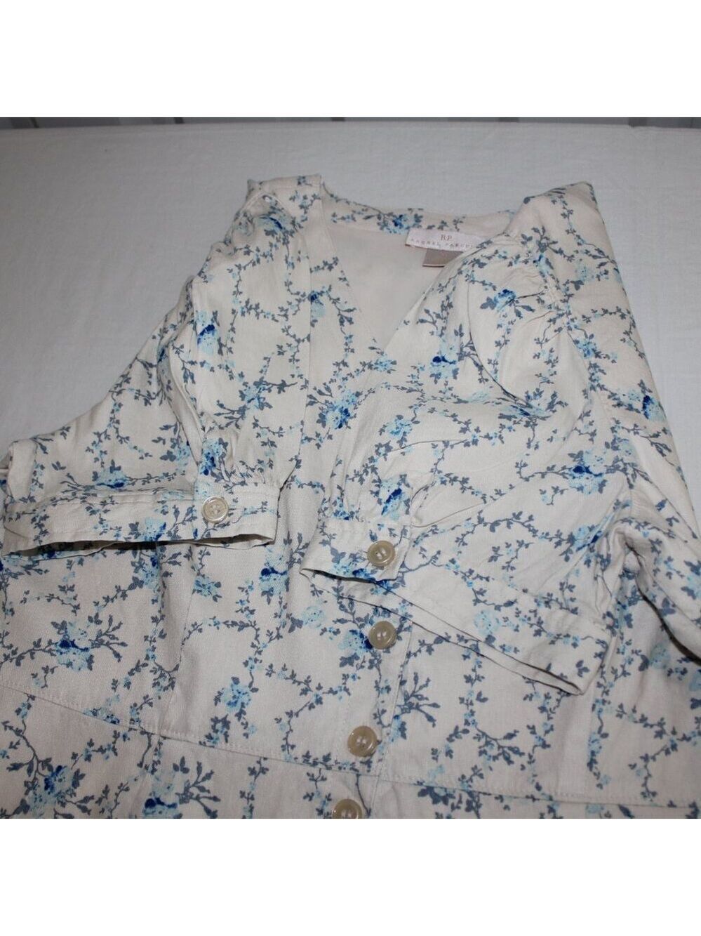 Rachel Parcell Womens Flirty Easy Linen Blend Shirtdress Blue Floral Size XL EUC - Picture 7 of 9